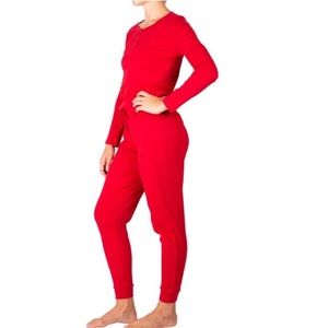 - Blis - Red Satin-Trim Long-Sleeve Henley & Drawstring Joggers - Women